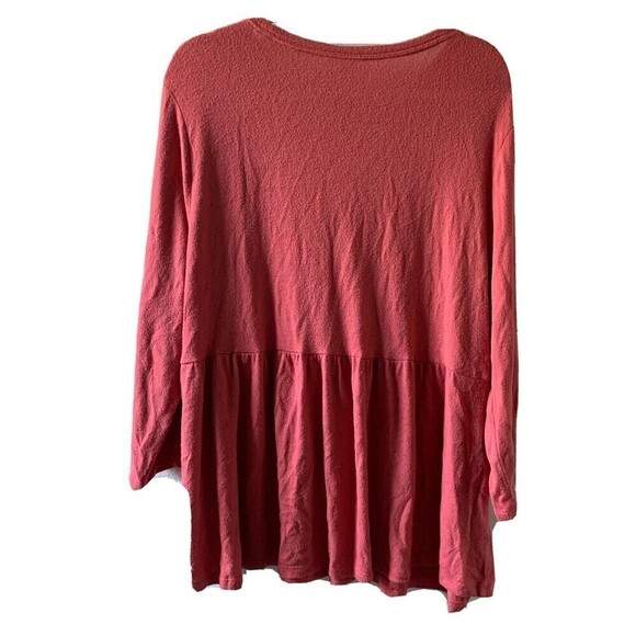 Old Navy Womens Plus Size 2X Pink Fuzzy Stretch Flutter Hem Blouse Top - Picture 3 of 6